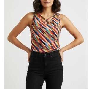 Ultra Teeze‎ Women's Caged Neck Sleeveless Multicolor Blouse Size Medium